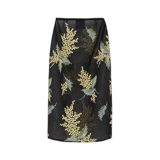 Embroidered organza midi-skirt