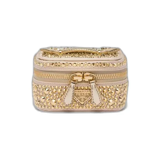 Satin jewelry beauty case with crystals
