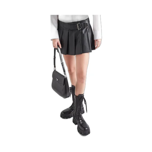 Pleated leather skirt