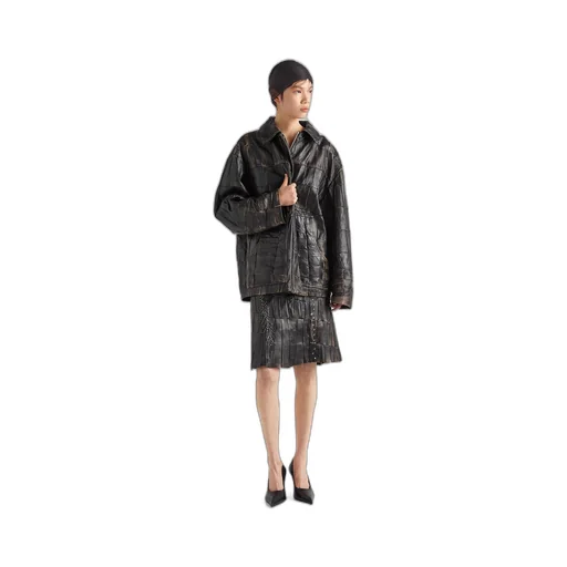 Nappa leather patchwork skirt