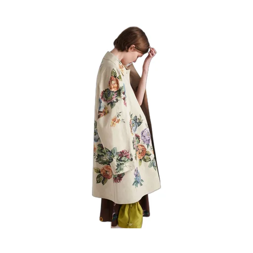 Printed cotton single-breasted coat