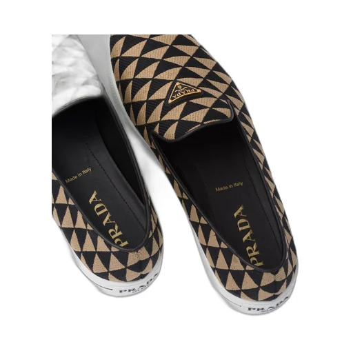 Embroidered technical fabric slip-on shoes