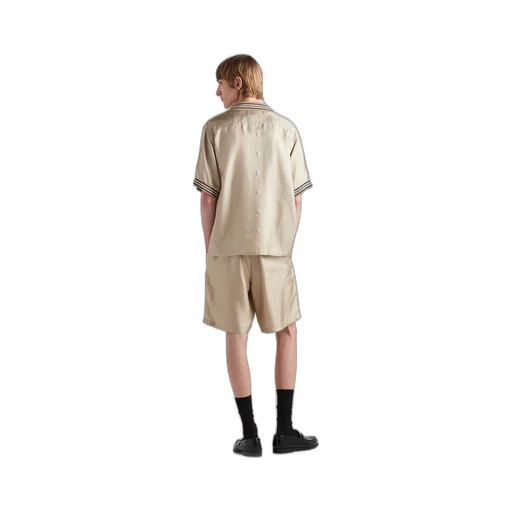 Short-sleeved silk twill shirt