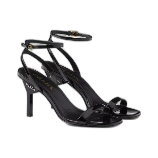 Patent leather high-heeled sandals