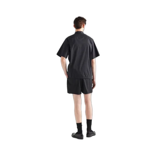 Short-sleeve stretch cotton shirt