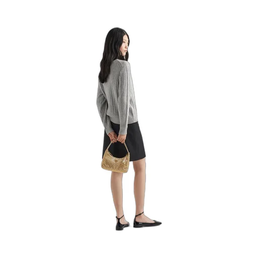 Wool and cashmere crew-neck sweater with rhinestones