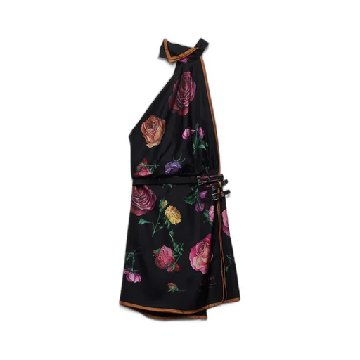 Printed silk twill mini-dress