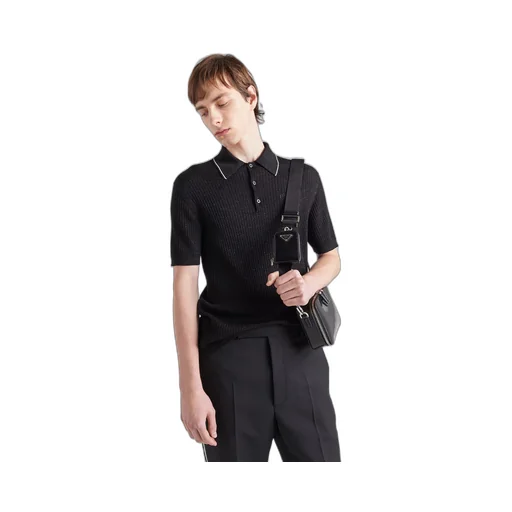 Cashmere and lamé polo shirt