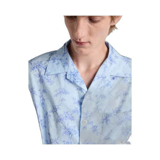 Short-sleeved printed cotton shirt