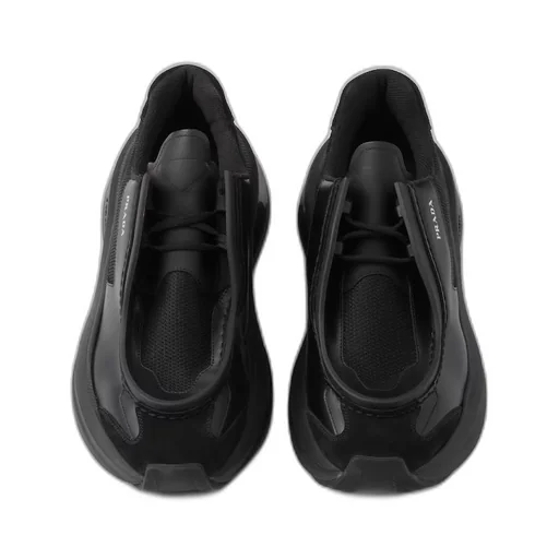 Systeme brushed leather sneakers with bike fabric and suede elements