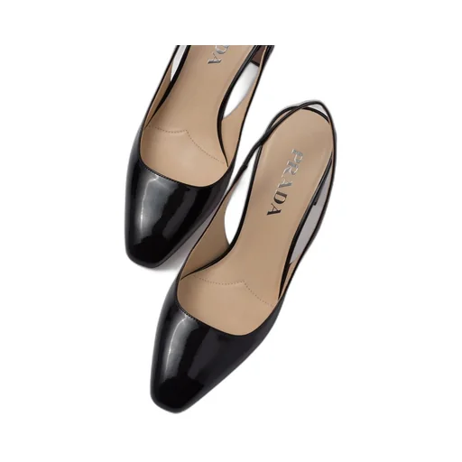 Patent-leather slingback pumps