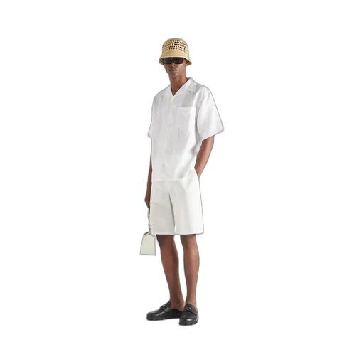 Linen-blend Bermuda shorts