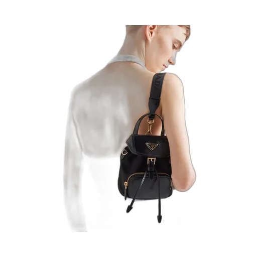 Small Re-Nylon and brushed leather backpack