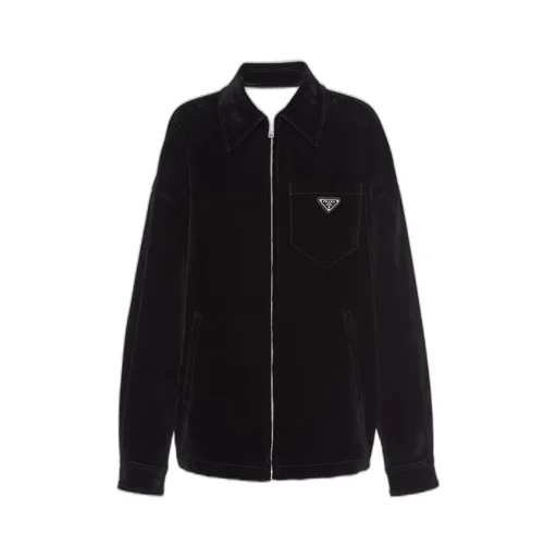Velvet denim blouson jacket