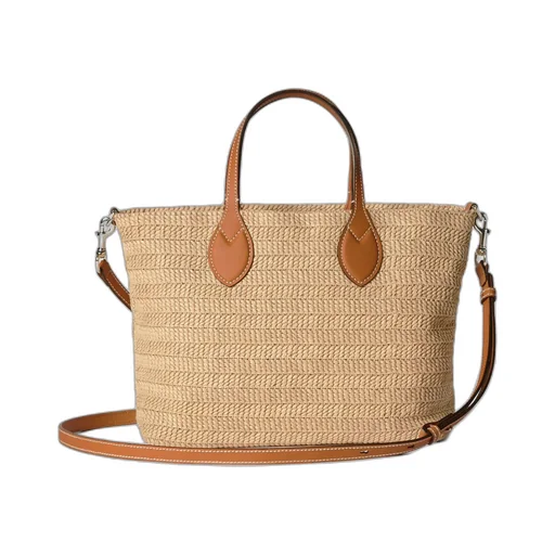 Small straw-effect tote