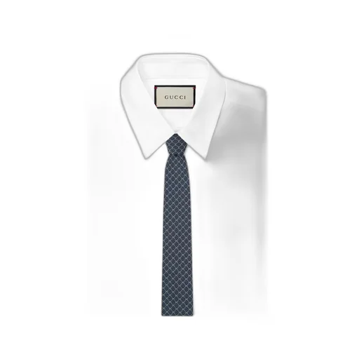 GG and rhombus motif silk tie