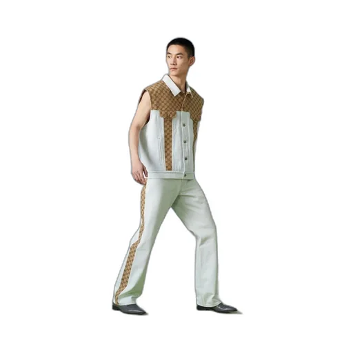 Washed organic denim trouser with GG