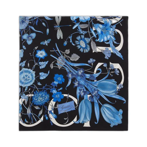 Floral Gucci print silk carré