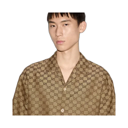 GG linen blend canvas shirt