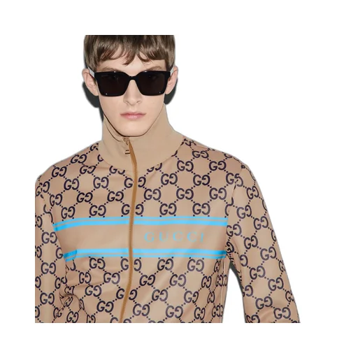 Technical jersey GG print zipped jacket