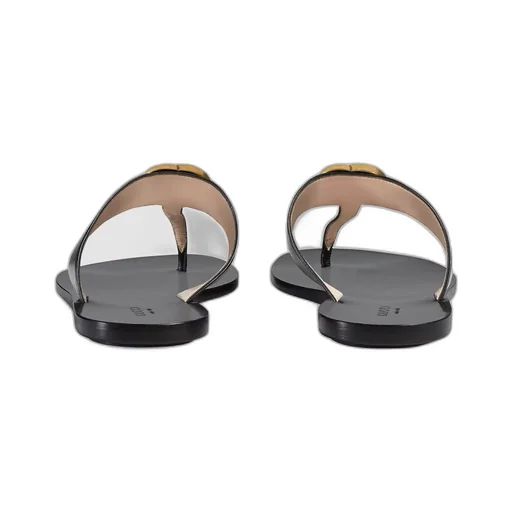 Leather thong sandal with Double G