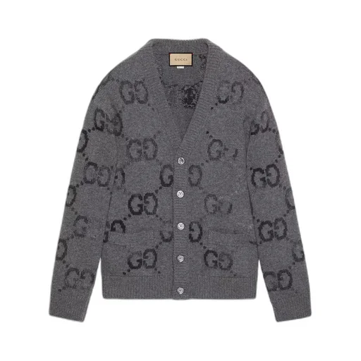 Wool cardigan with GG intarsia