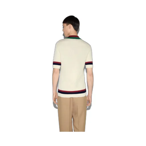 Knit cotton polo T-shirt with Web