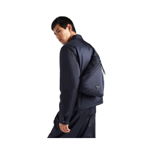 Re-Nylon and leather backpack