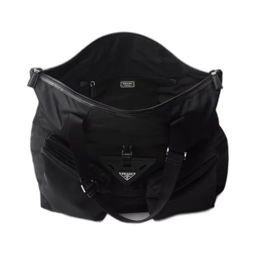 Re-Nylon and leather travel bag