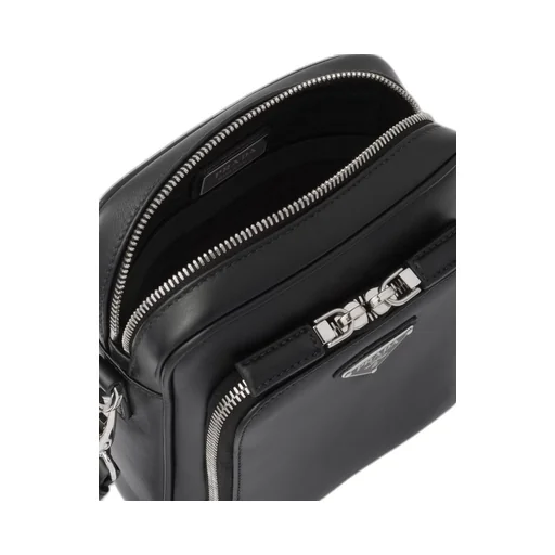 Leather shoulder bag with pouch