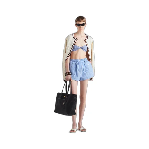 Striped poplin shorts