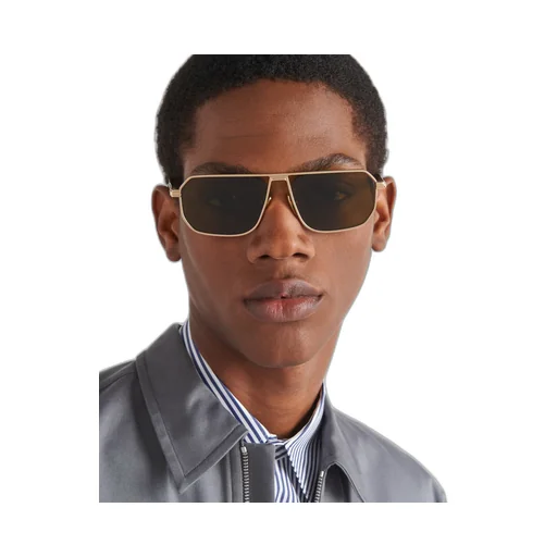 Sunglasses with iconic metal plaque