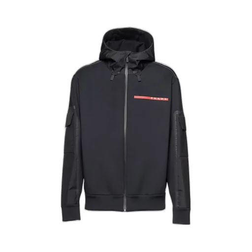 Recycled technical jersey hoodie