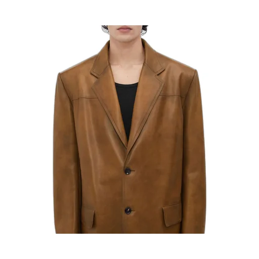 Vintage-Effect Leather Jacket