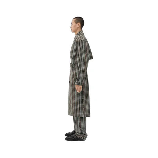 Cotton Check Trench Coat