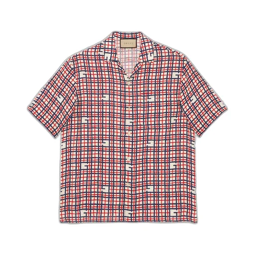 Square G tartan print linen shirt