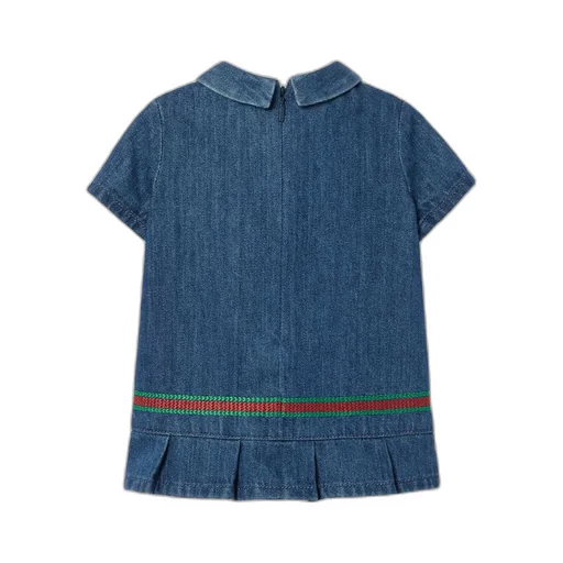 Baby denim dress with Web embroidery