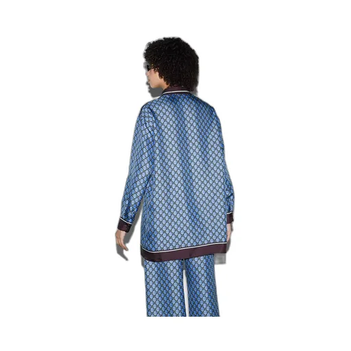 GG print silk shirt with optical effect