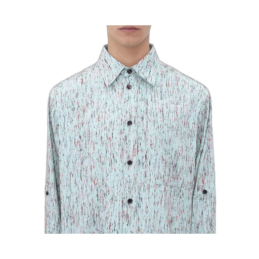 Textured Viscose Stripe Shirt With "BV" Embroidery