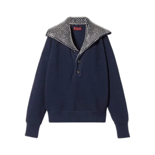 Rib cotton sweater with embroidery