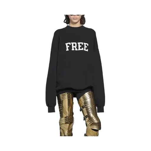 Unisex Free Printing Round-neck Sweatshirt Black