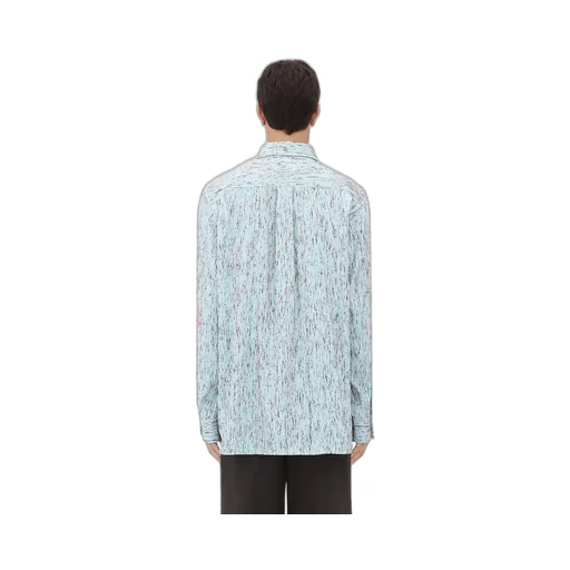 Textured Viscose Stripe Shirt With "BV" Embroidery