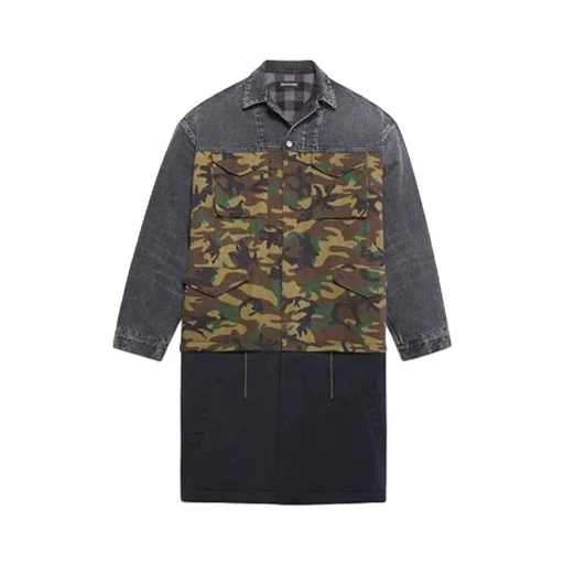 3 Layered Patchwork Knee Length Car Coat