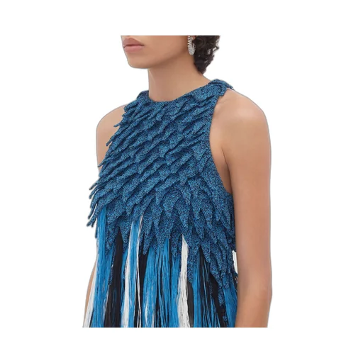 Viscose Fish Scale Top With Fringes