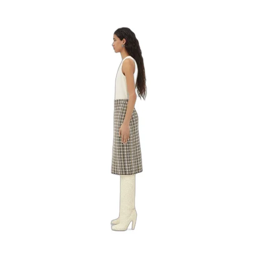 Cotton Viscose Check Skirt