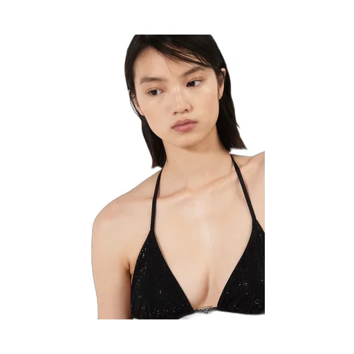 Jersey triangle bikini top with rhinestones