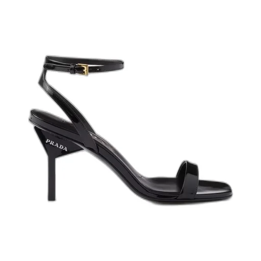 Patent leather high-heeled sandals