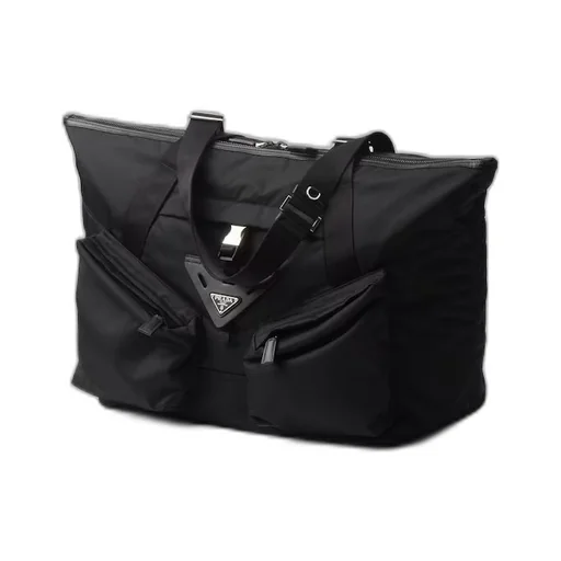 Re-Nylon and leather travel bag