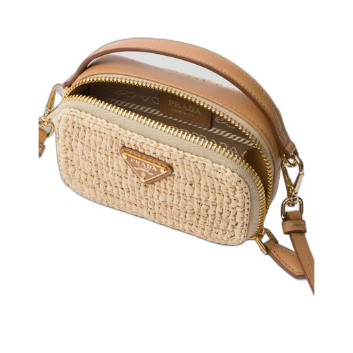 Crochet and leather mini-pouch