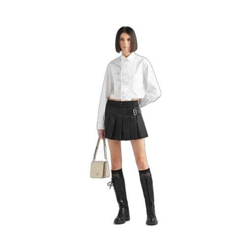 Pleated Re-Nylon miniskirt